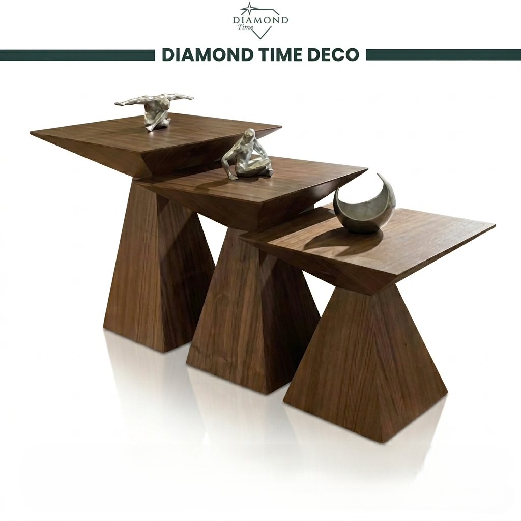 Trio de Tables d'Appoint en Noyer