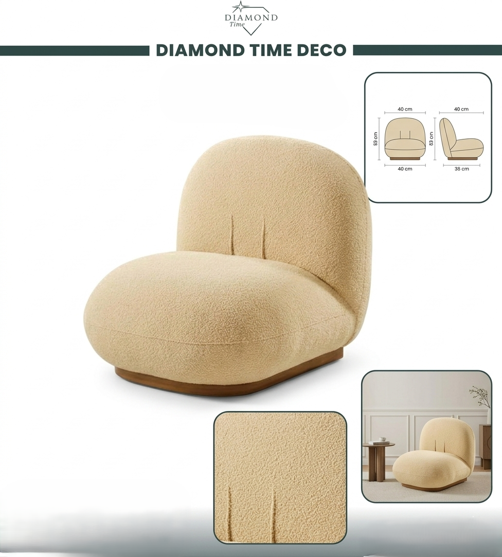 Fauteuil Galet en Bouclé 2