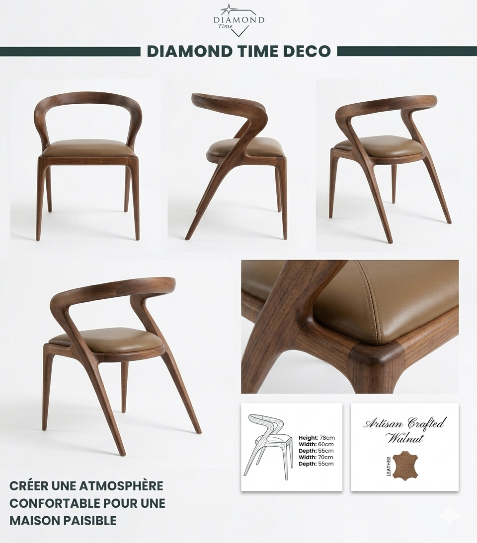 La Chaise Orbis en Noyer Sculpté 2