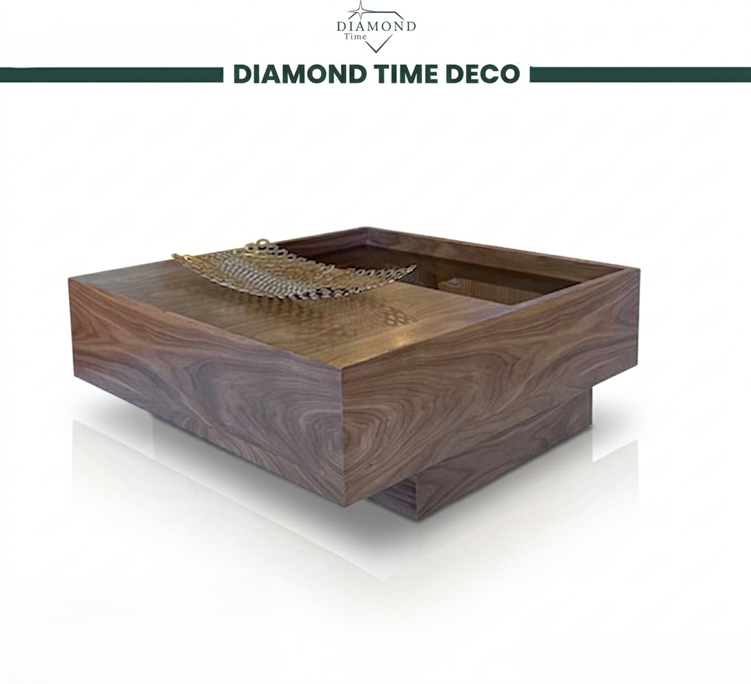 Table Basse Noyer & Verre Fumé