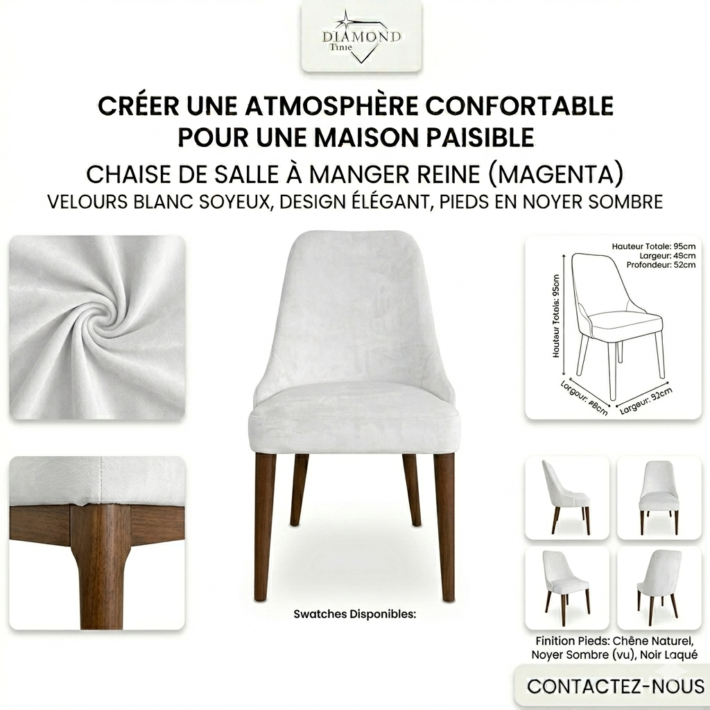 Chaise Séréna en Velours Blanc 2