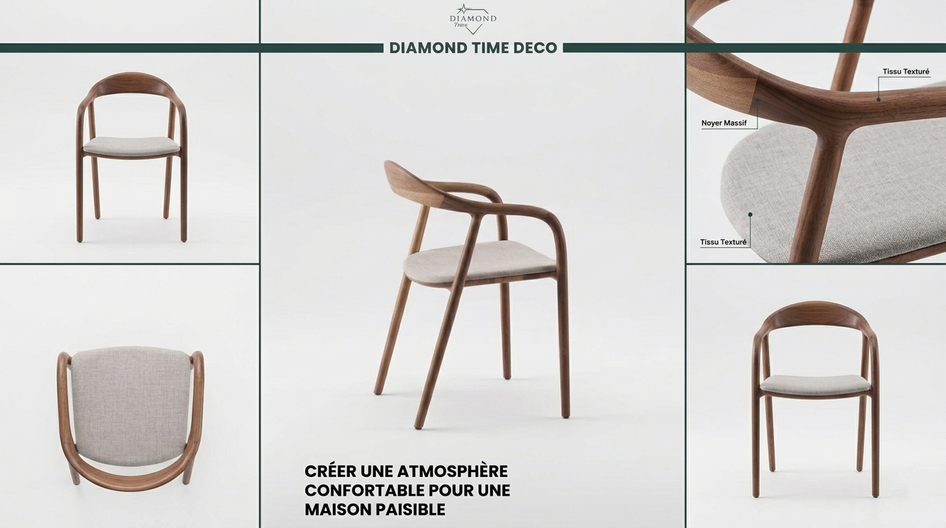 La Chaise Linear en Noyer et Lin 2