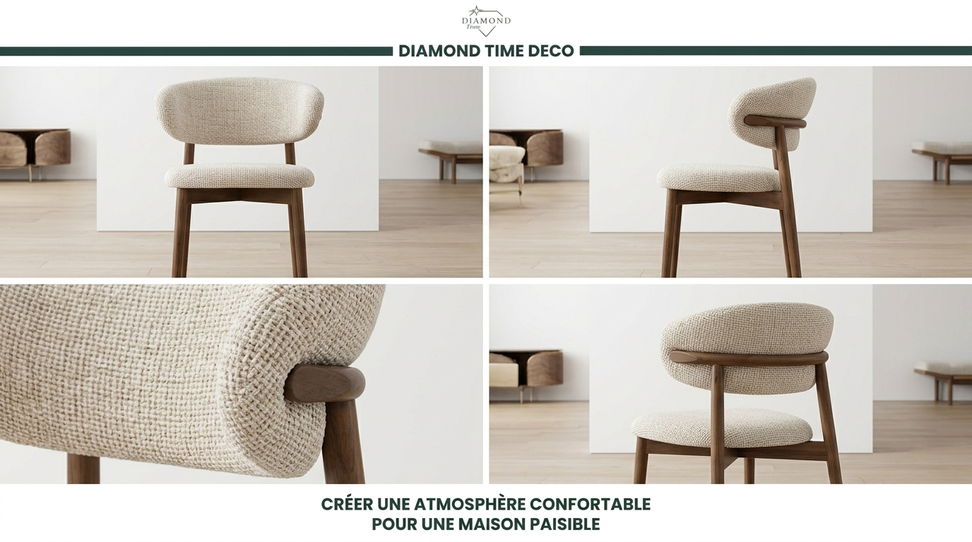 La Chaise Alma en Bouclé et Noyer 3