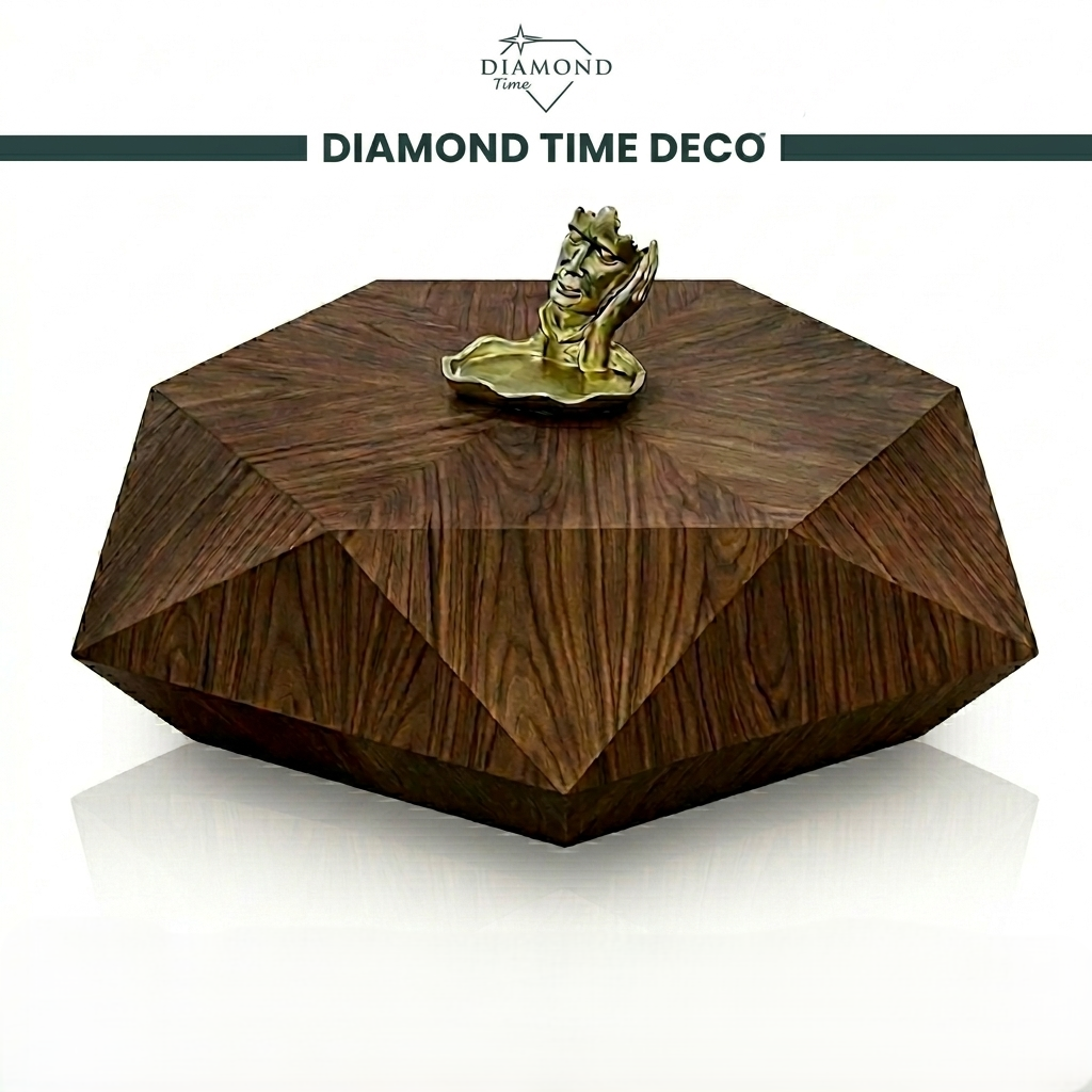 Table Basse Noyer Géométrique Facetée