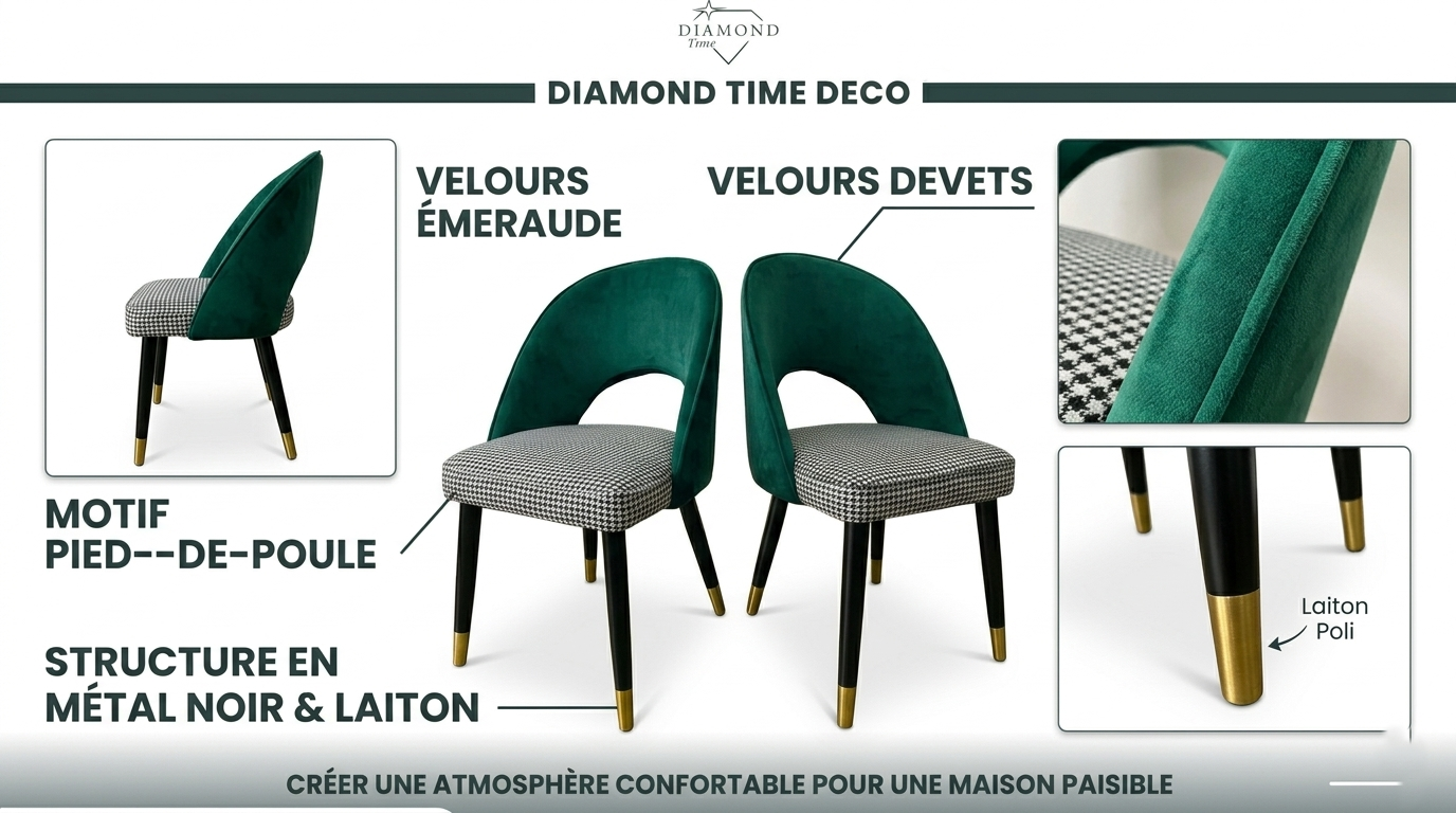Le Duo de Chaises Émeraude & Pied-de-Poule 2